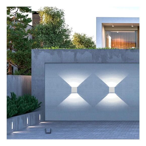 Set of 2 Modern White Outdoor Wall Sconces – LED, Waterproof, 12W - Picture 11 of 15